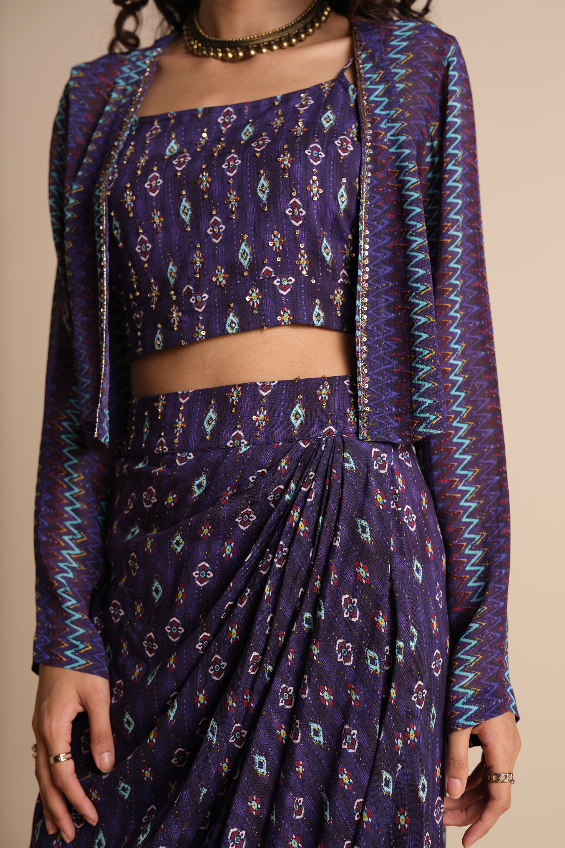 Shaam Shaandaar Skirt Set, Purple, image 5